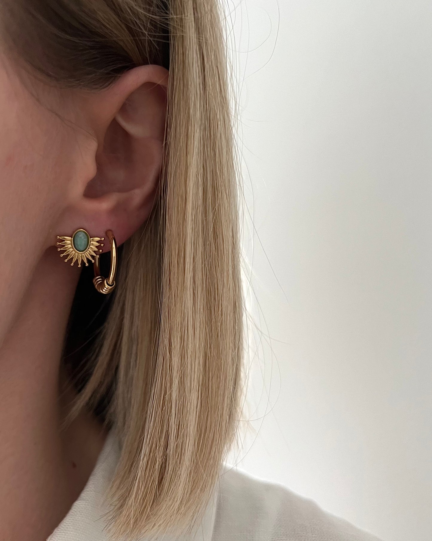 BOUCLES D'OREILLES ⟩ IRIS VERT D'EAU