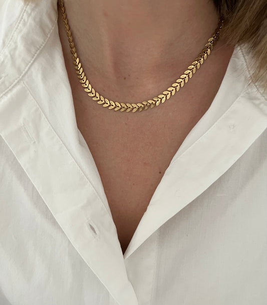 COLLIER ⟩ FEUILLETS DORÉ